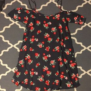 Medium Arizona red rose pattern cold shoulder dress.